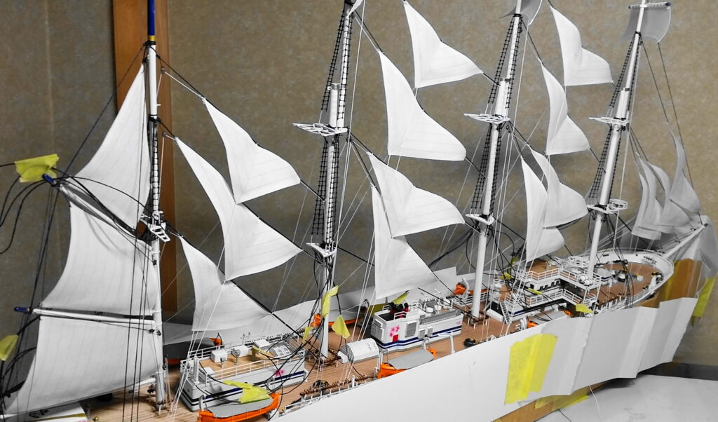 日本丸 帆船模型 ジブ・ステイスル