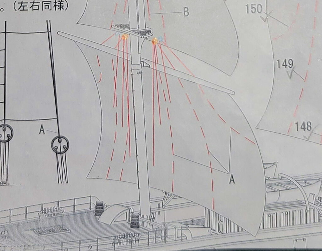 カティサーク バントラインの張り方 説明図