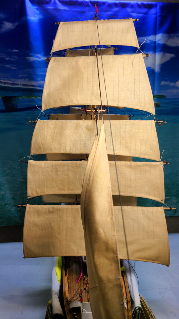 帆船模型 カティサーク フォアマスト シートロープ完成