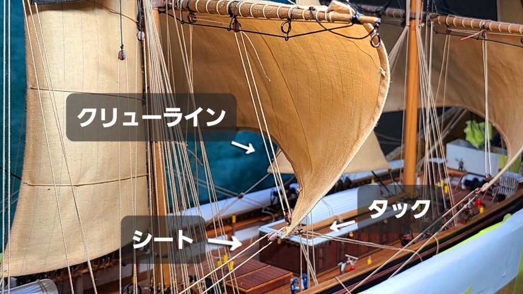 帆船模型 カティサーク ロアスル ロープの張り方