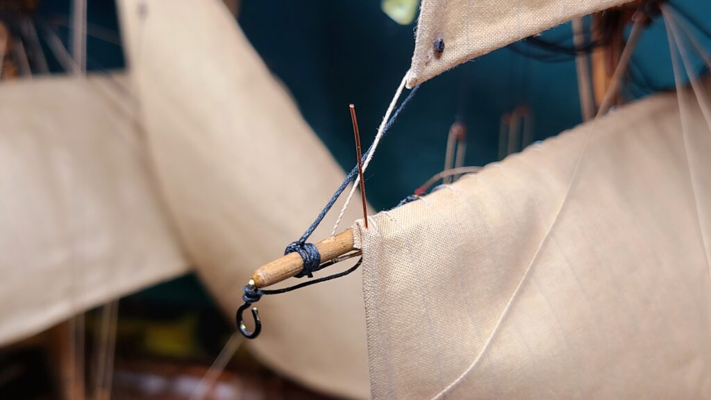 帆船模型 カティサーク 帆の両側に 銅線挿入