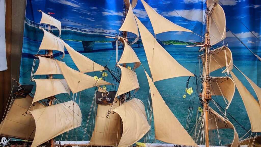 帆船模型 カティサーク 帆の両側に 銅線挿入 完成