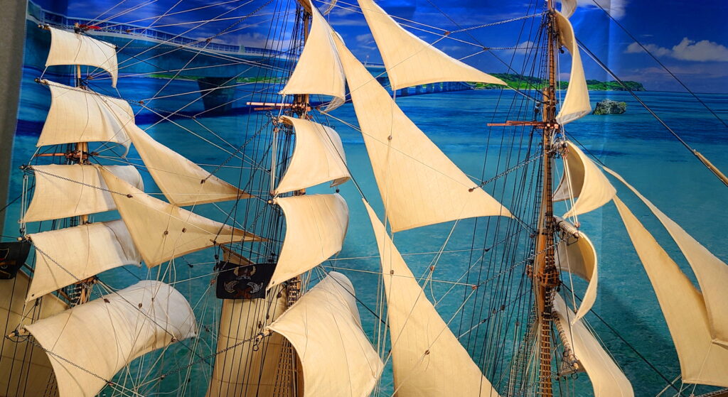 帆船模型 カティサーク ブレースライン完成
