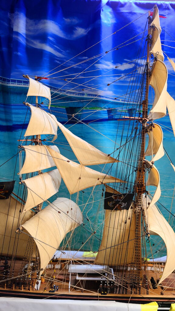 帆船模型 カティサーク メイン・ミズンマスト部 ブレースの張り方