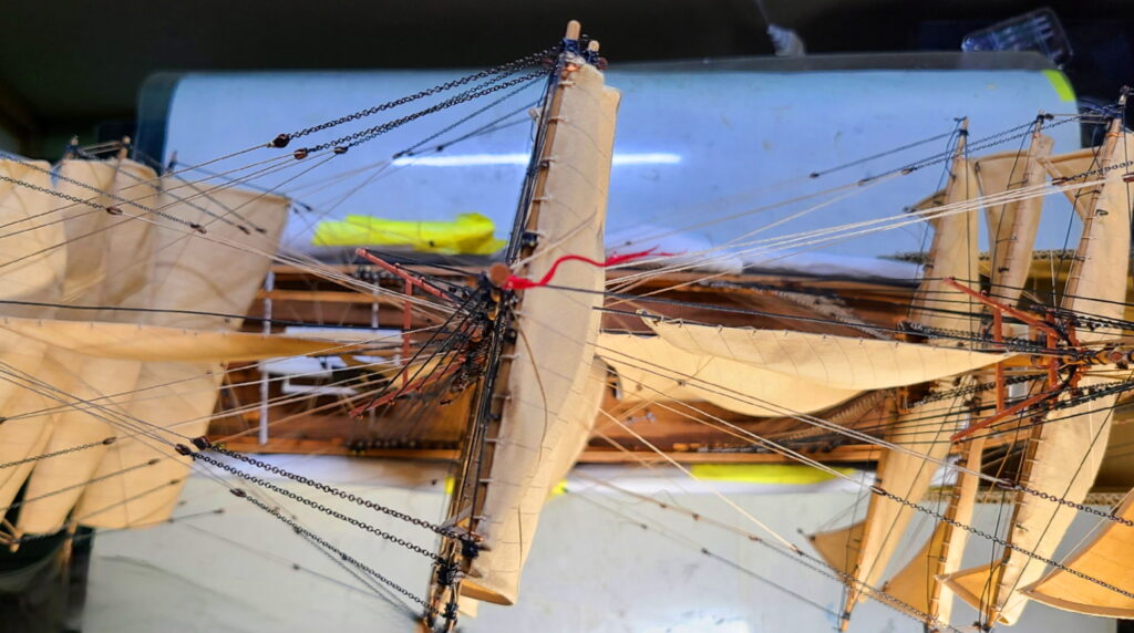 帆船模型 カティサーク ブレースライン 上からの撮影