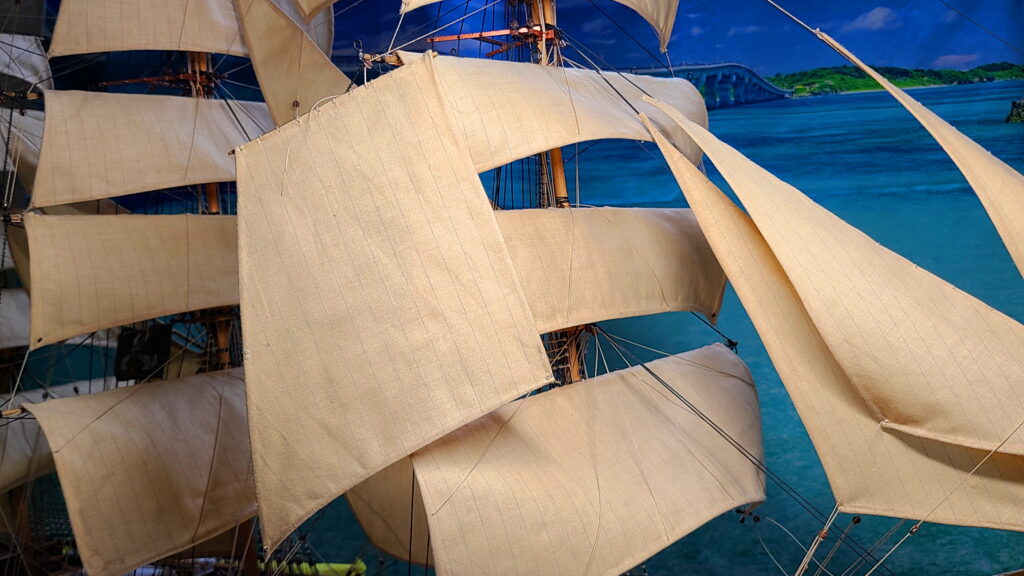 帆船模型 カティサーク スタンスル セイル 帆の取り付け