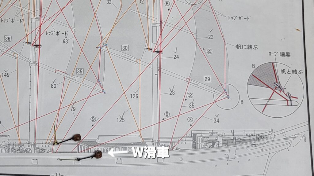 帆船模型 カティサーク スタンスル セイル 説明図 ブロック自作
