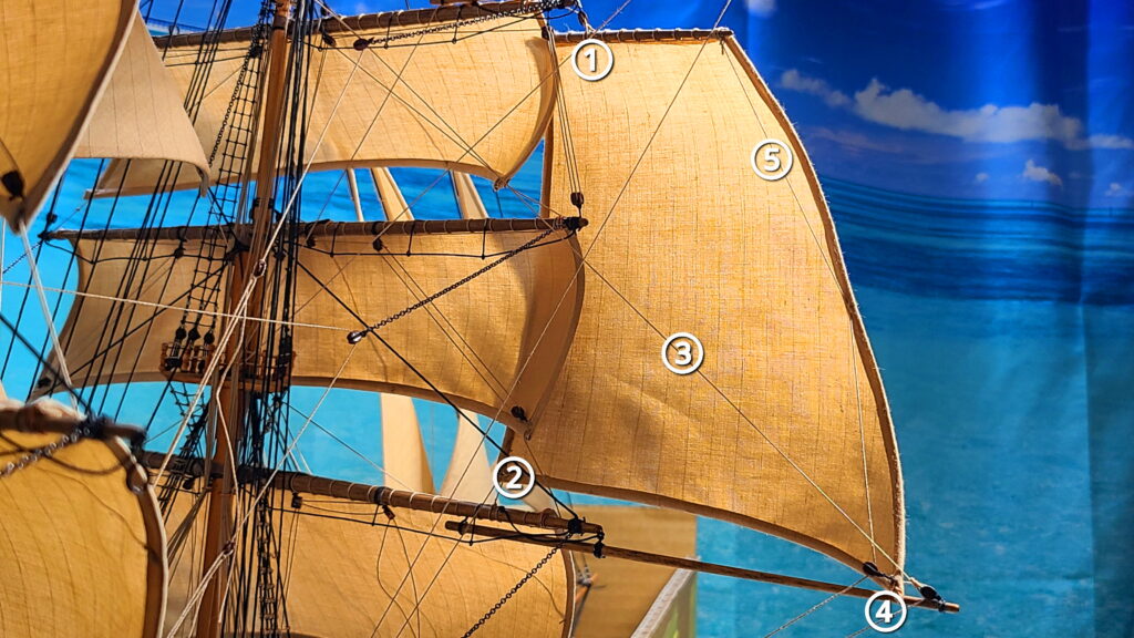 帆船模型 カティサーク スタンスル セイル 番号順にロープ通す