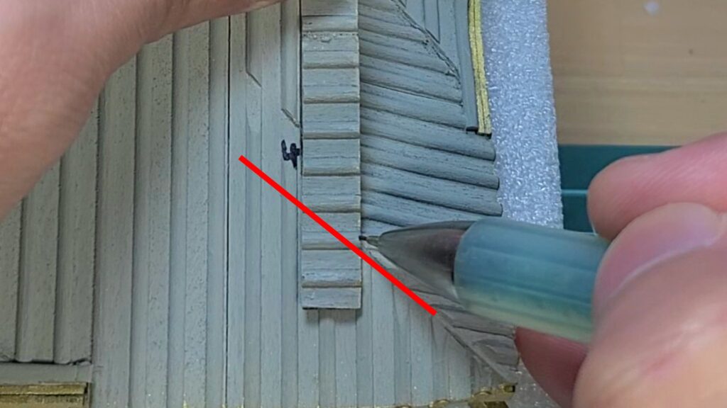 ウッディジョー 日光東照宮陽明門作り方　掛瓦下側の カットする位置を決めます